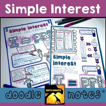 Preview of Simple Interest - Graphic Doodle Notes | Interest Formula for Finance / Algebra