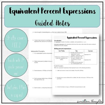 Preview of Equivalent Percent Expressions (7.EE.2) Guided Notes