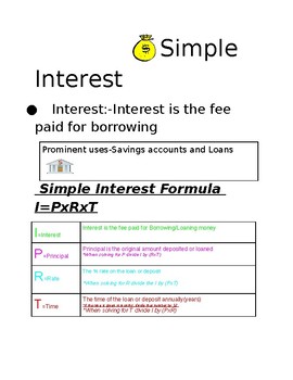 Preview of Simple Interest Guided Notes