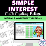 Simple Interest Math Mystery Picture Digital Activity and 