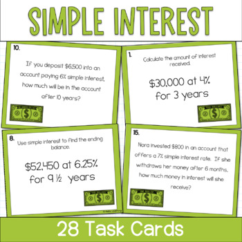 Preview of Simple Interest Activity | Simple Interest Task Cards
