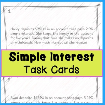 Preview of Simple Interest Task Cards