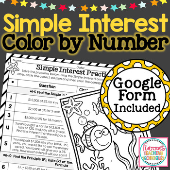 Preview of Simple Interest Worksheet with Google Form and Easel Activity