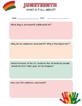 Preview of Simple Juneteenth Worksheet