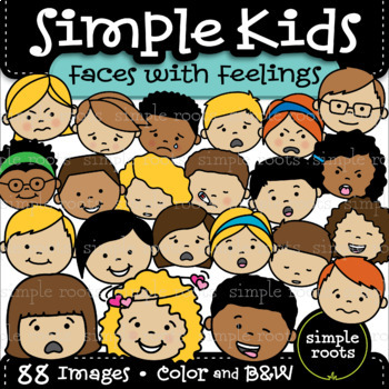 Preview of Simple Kids - Faces with Feelings / Emotions Clip Art