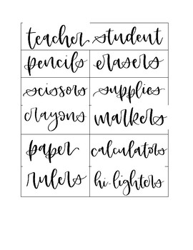 Preview of Simple Labels for Classroom Supplies