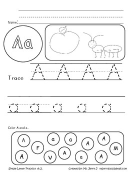 simple letter practice a z by sweet on sped teachers pay teachers