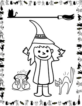 Simple Line Cartoon Halloween Coloring Pages by MamyJ | TPT