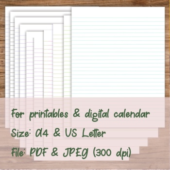 Preview of Simple Lined Writing Papers for Printable Papers & Digital Planner