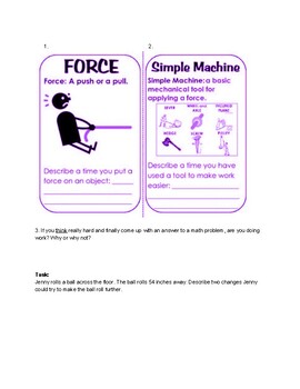 Preview of Simple Machine & Force DQ and Task