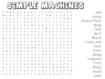 Simple Machine Word Search by Becca Campbell | Teachers Pay Teachers