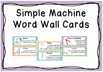 Preview of Simple Machine Word Wall Vocabulary Cards