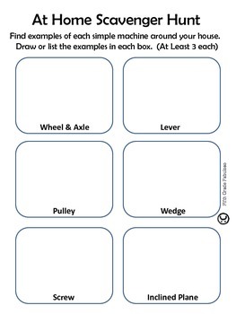 Simple Machines At Home Scavenger Hunt Worksheet by Fifth Grade Fabuloso