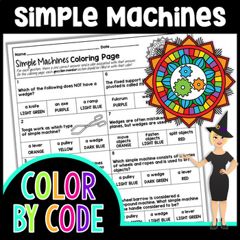 Simple Machines Color By Number Science Color By Number Tpt
