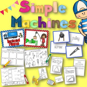Preview of Simple Machines Flip Book, Anchor Charts, Matching Cards
