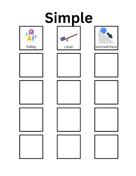 Preview of Simple Machines Folder Sort- File Sort for students with Autism