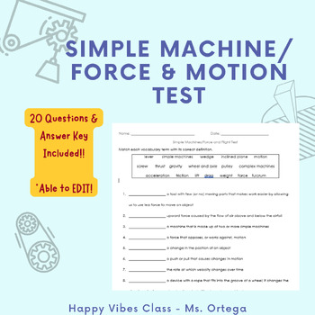 Preview of Simple Machines/Force & Motion Test