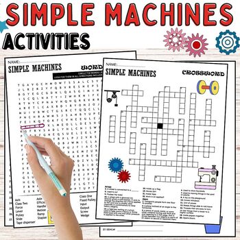 Preview of Simple Machines Fun Worksheets,Terms,Wordsearch & Crosswords