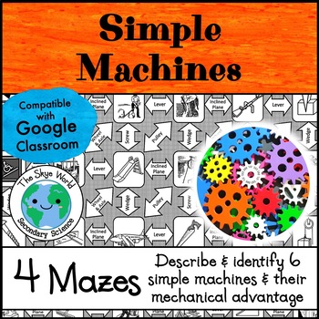 Preview of Simple Machines Maze Activities - includes 4 mazes w keys