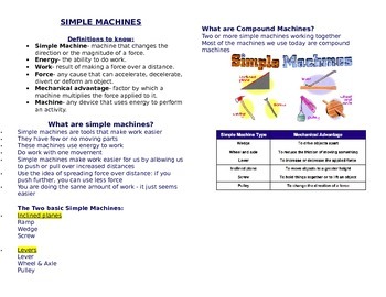 Preview of Simple Machines Notes