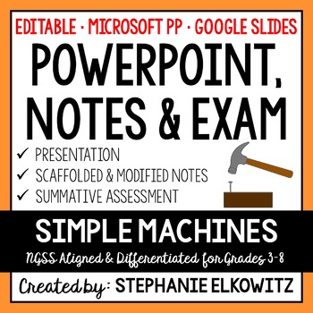 Preview of Simple Machines PowerPoint, Notes & Exam - Google Slides