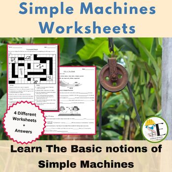 Preview of Simple Machines Printable Worksheets | Learn Basic Notions | Crossword Puzzle