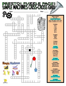 Preview of Simple Machines Puzzle Page (Wordsearch and Criss-Cross / Science / STEM)