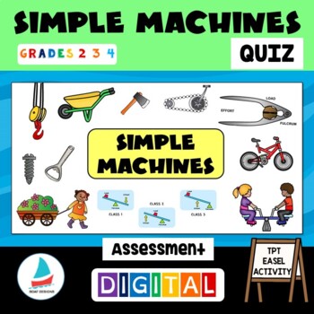 Preview of Simple Machines Quiz | Assessment | Elementary Grade 2, 3, 4 Physical Science