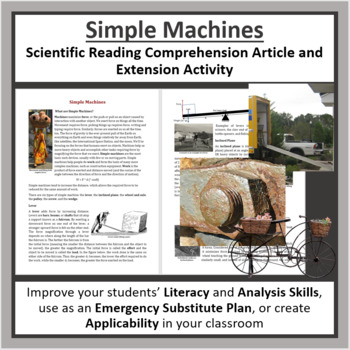 Preview of Simple Machines Reading Comprehension Article - Grade 8 and Up