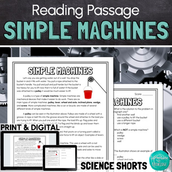 Preview of Simple Machines Reading Comprehension Passage PRINT and DIGITAL