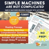 Simple Machines Reading Comprehension Passage and Activities