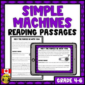 Preview of Simple Machines | Science Reading Passages | Wheels and Levers