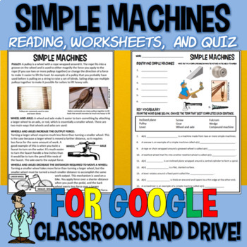 Preview of Simple Machines Reading Wordsearch SELF-GRADING Quiz DIGITAL & PRINTABLE Jr High