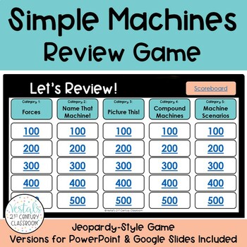 Preview of Simple Machines Review Game - Jeopardy Style Game Show (Science SOL 3.2)