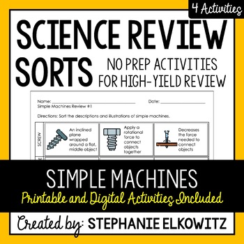 Preview of Simple Machines Review Sort | Printable, Digital & Easel