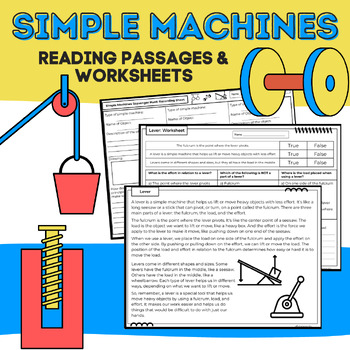 Preview of Simple Machines: Science Informational Passages, Worksheets, & Activities