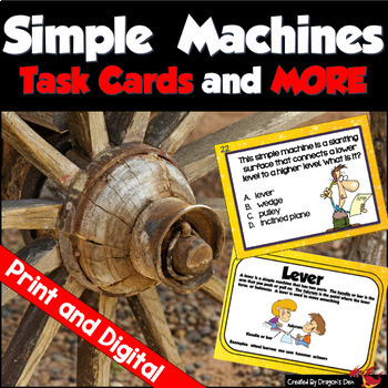 Preview of Simple Machines Science Task Cards and More Print and Digital