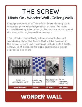 Preview of Simple Machines: The Screw - Minds On • I Wonder • Gallery Walk Posters
