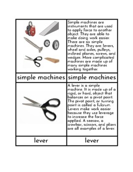 Preview of Simple Machines - Three/Four Part Cards