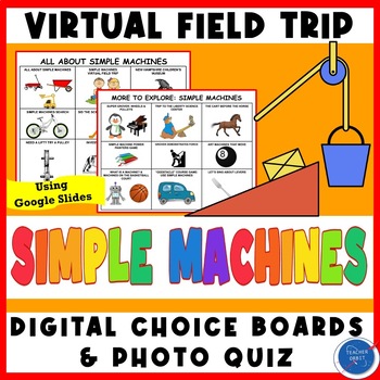 Preview of Simple Machines Virtual Field Trip | Pulley Lever Ramp Wedge | Digital Resource