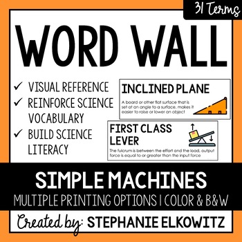 Preview of Simple Machines Word Wall | Science Vocabulary