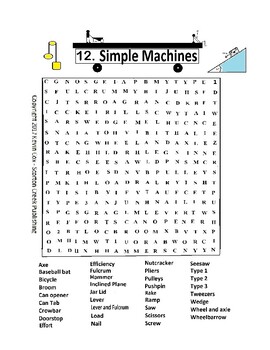 Preview of Simple Machines Wordsearch Puzzle