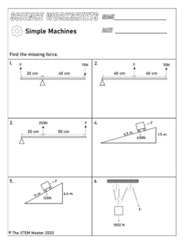 Simple Machines Worksheets by The STEM Master | Teachers Pay Teachers