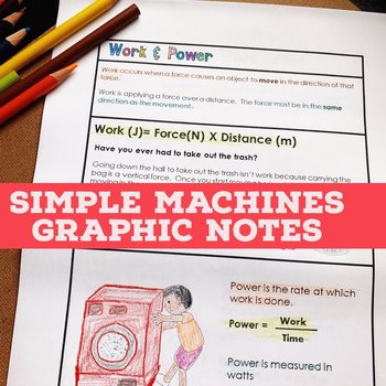 Preview of Simple Machines Worksheets.  Work and Power Worksheets.  Digital & Print.