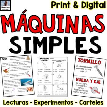 Preview of Simple Machines in Spanish Máquinas simples Lecturas y experimentos