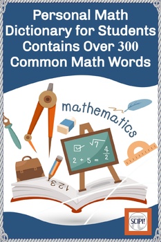 Preview of Personal Math Dictionary for Students, Contains Over 300 Common Math Words
