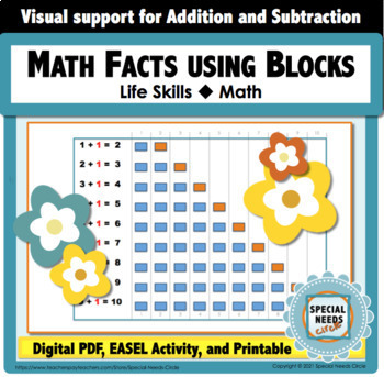 Preview of Simple Math Facts using Blocks for Adding up to 10 - Elementary Grade Level