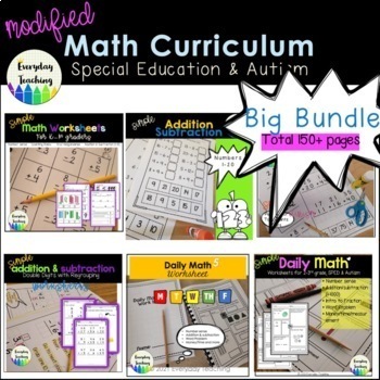 Preview of Simple Math Worksheets for Special Education Math Curriculum
