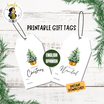 Preview of Simple Merry Christmas Printable Gift Tags | Feliz Navidad Gift Tags
