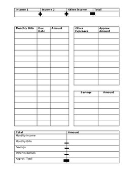 Preview of Simple Monthly Budget Template